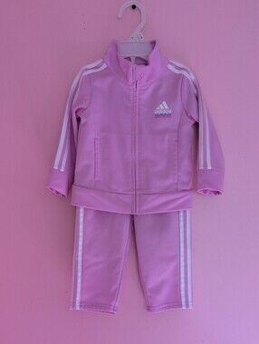 Adidas Lilac 3 Stripes Tricot Track Jacket & Jogger Pants Tracksuit Set